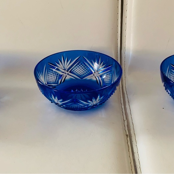 Vintage D’Arques Genuine Lead Crystal Cobalt Blue Bows - Picture 3 of 15